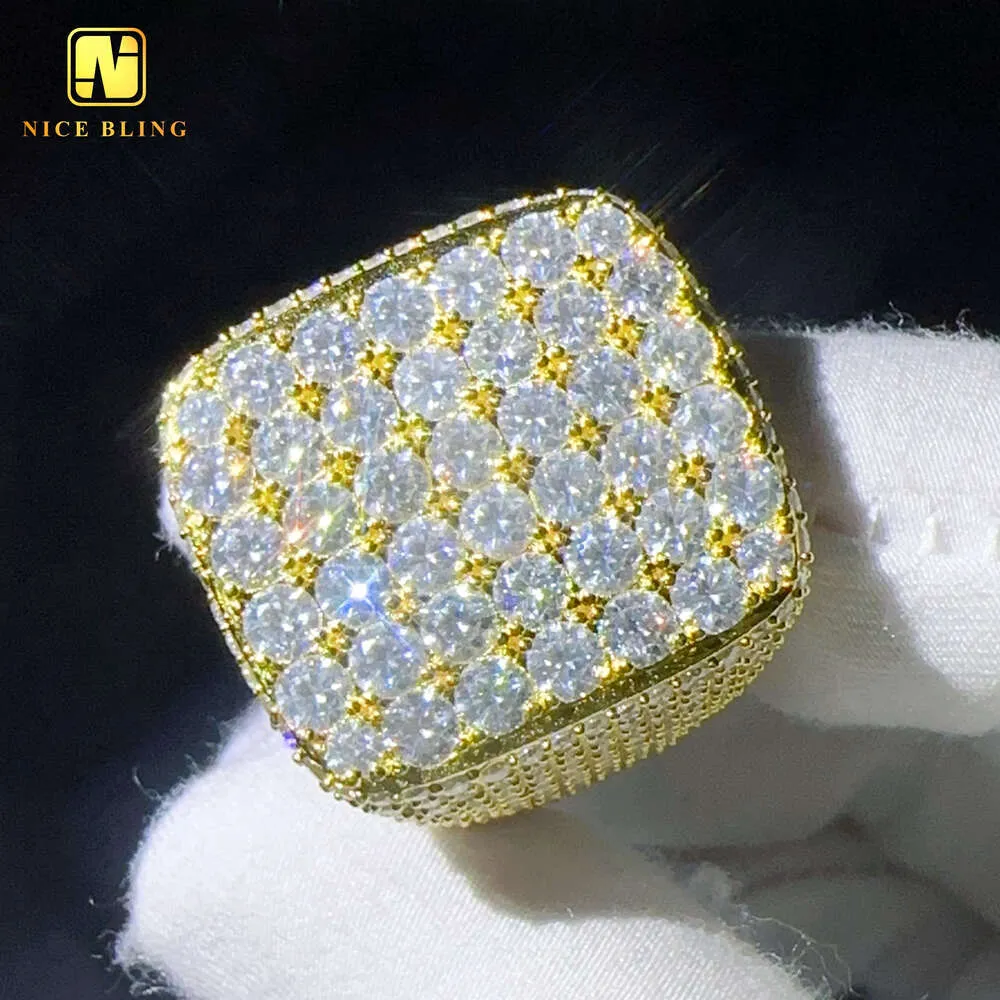 Zuanfa Jewelry Yellow Gold Pierścienie Pierścienie Hip Hop Runda