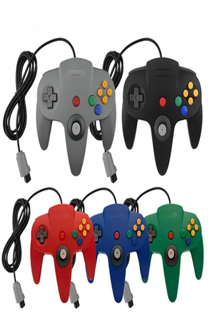 N64 Denetleyici Oyun Konsolu Analog Oyun Joypad için Klasik Retro Kablolu Gamepad Joystick 10 Renkler DHL9776884