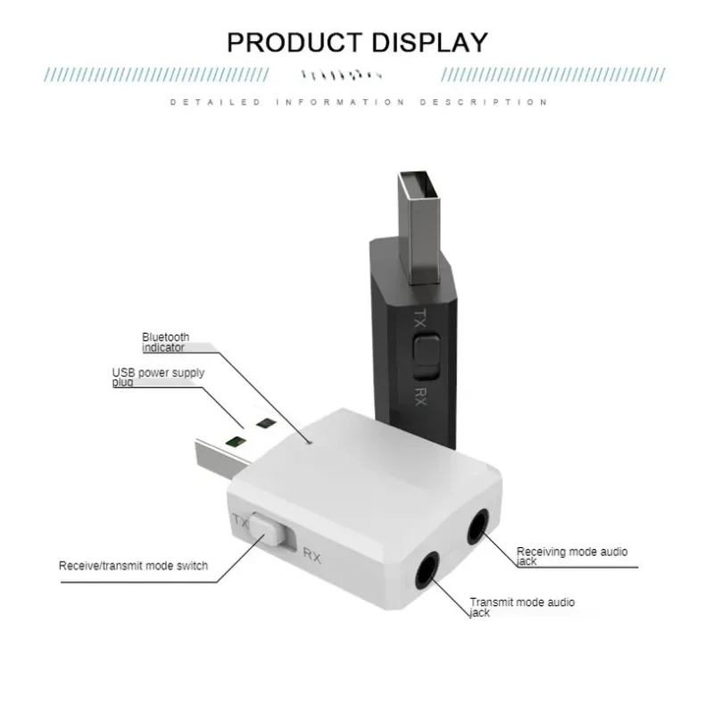 Adaptateur d'émetteur audio Bluetooth 5.0 USB,