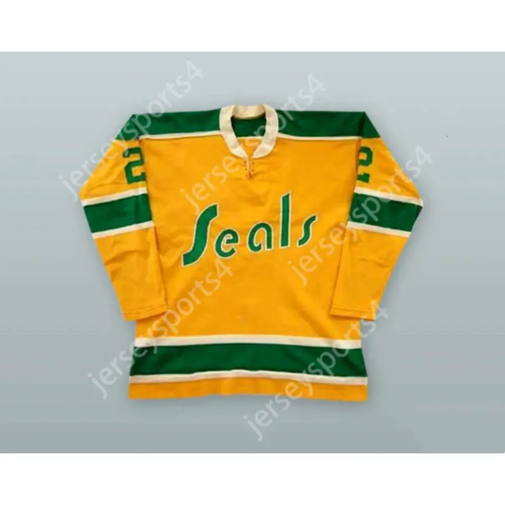 GDSIR Custom Doug Roberts 2 California Golden Seals Jersey de hóquei amarelo New Top Ed S-M-L-XL-XXL-3XL-4xl-5xl-6xl