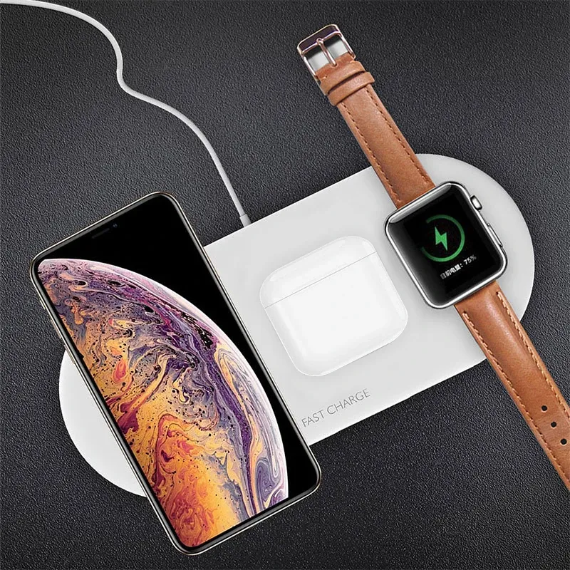 شواحن Draadloze Oplader 3 في 1 Qi Wireless Charger for iPhone 11 13 Samsung 10W Charging Dock Station for Airpods Pro Apple Watch 7