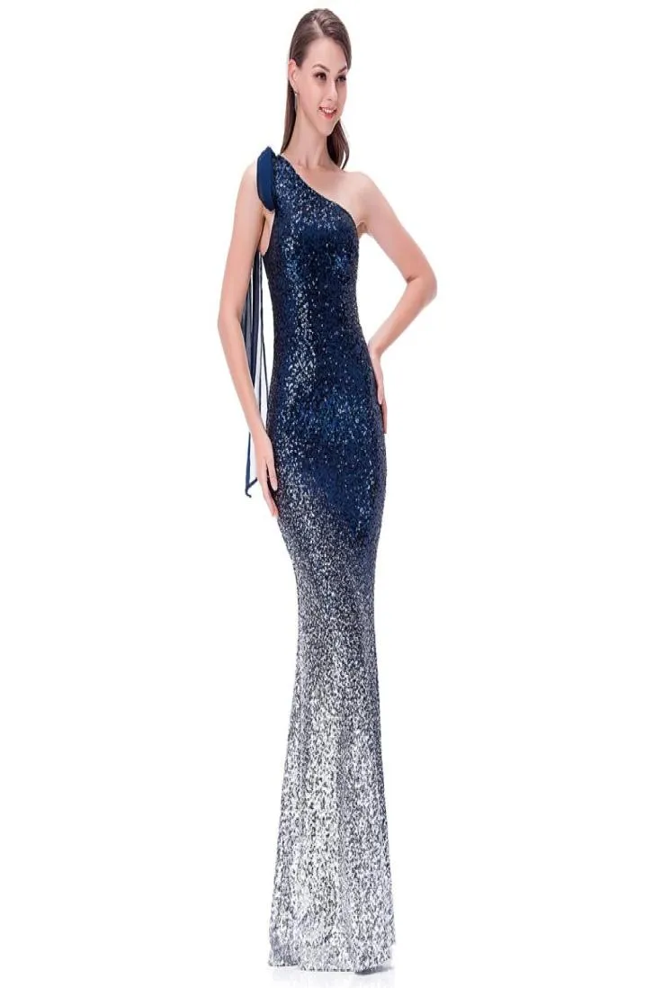 Angelfashions Women039s Asymetryczna wstążka stopniowa cekinowa syrenka Sukieczka wieczorowa suknia formalna 2867321138