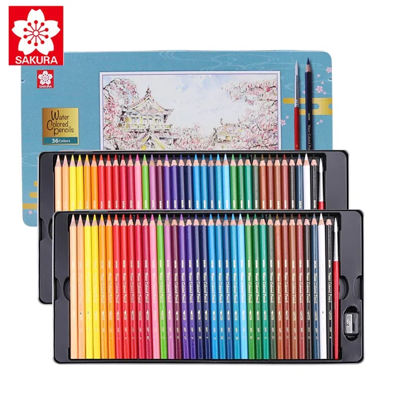 Lápis SAKURA Solúvel / Oil Color Liga de lata Lápis coloridos para estudantes de arte profissional Painting Hand Painted Color Lead