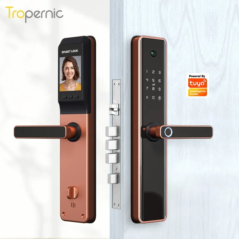 Lock Smart Door Lock Biometrische Fingerabdruck WiFi Tuya Electronic Deadbolt Fechadura Eletronica mit Videokamera vorne im Freien