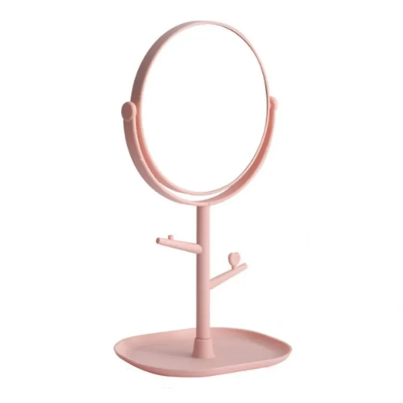 Makeup Mirror Table Top Countertop Base för badrumsresor Vanliga rosa kattörar spegel för badrumsresor