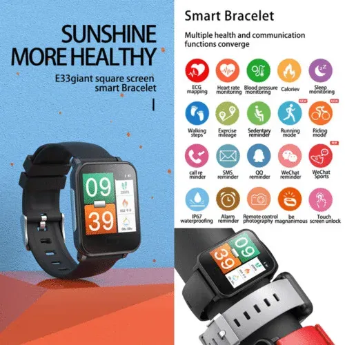 Relógios e33 homens esportes banda inteligente assistir freqüência cardíaca rastreador de fitness bluetooth smartwatch bracelete smartwatch women novo