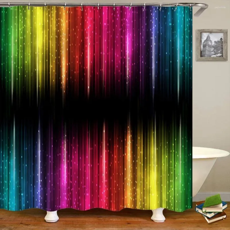 Rideaux de douche 180x180cm de salle de bain rideau étanche à motif géométrique coloré imprimer en polyester décoration de maison avec crochet