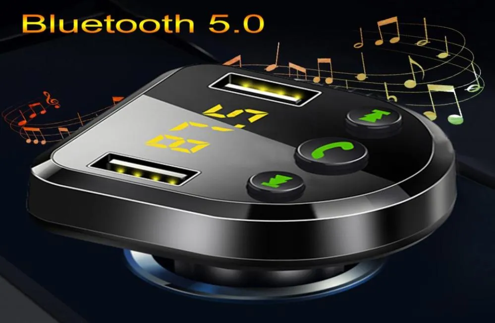 Wireless Hands Bluetooth 50 FM sändare bil mp3 spelare spänningsdetektering Dual USB Charger Support U Disk3443403