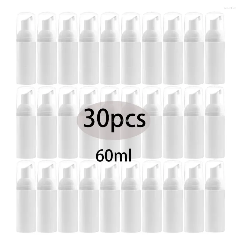 Bouteilles de rangement 30pcs / lot 30 ml 60 ml 80 ml 100 ml bouteille de pompe en mousse en plastique Visage des cils vides Dispensateur de savon nettoyant cosmétique