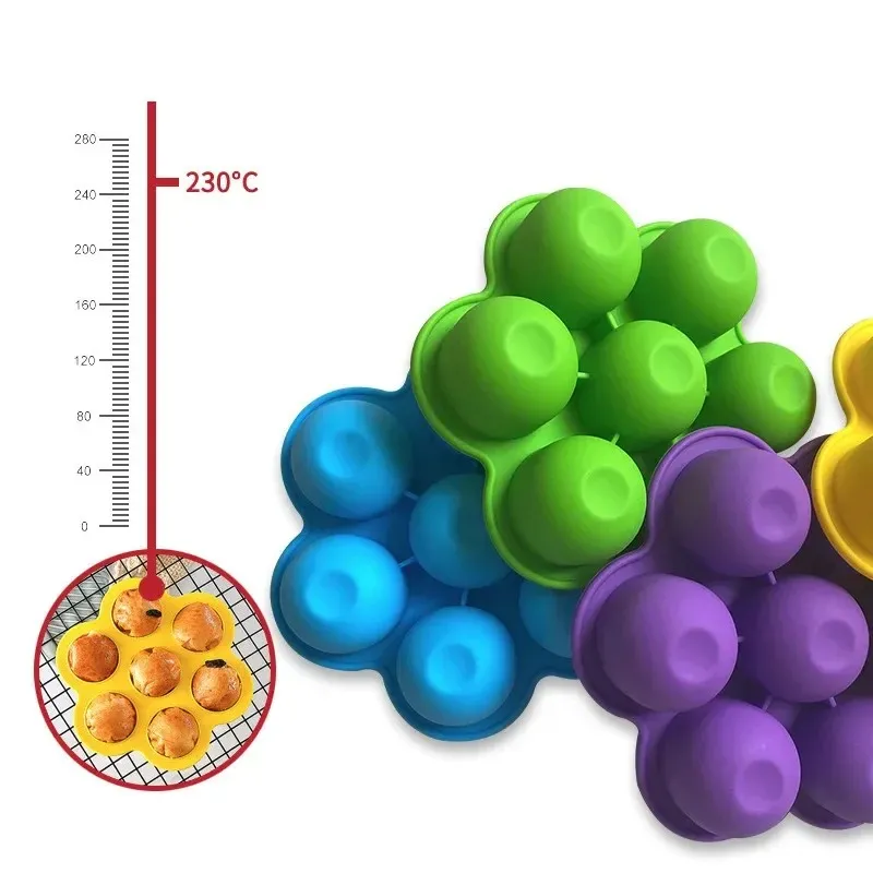 Hot 7 Cavity Silicone Mini Ice Pops Mold Ice Cream Ball Popsicles Molds Moldes Diy Alimentos Suplemento Ferramenta de Silicona2.Fabricante de picolé de formato de bola