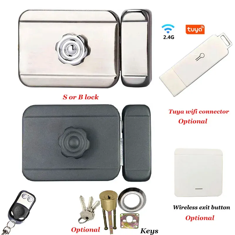 Verrouillage de verrouillage intelligent Smart Lock sans fil Lock 433 Remote Control verrouillage sans clé Entrée Porte de verrouillage Porte de verrouillage caché Bouton de sortie en option