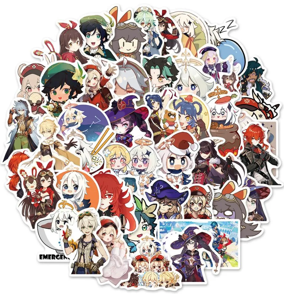 50 PCS Stickers de planche à roulettes mixtes Anime Yuan Shen pour l'ordinateur portable Car Casque à vélo de vélo de vélo de vélo PS4 GUI 5068508