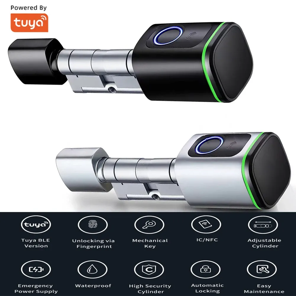 Lock Tuya Ble TT Lock Smart Electronic Door Lock Ricarica USB Cilindro fai da te Core Finger Pings Persint Keys Card разблокирован на дом