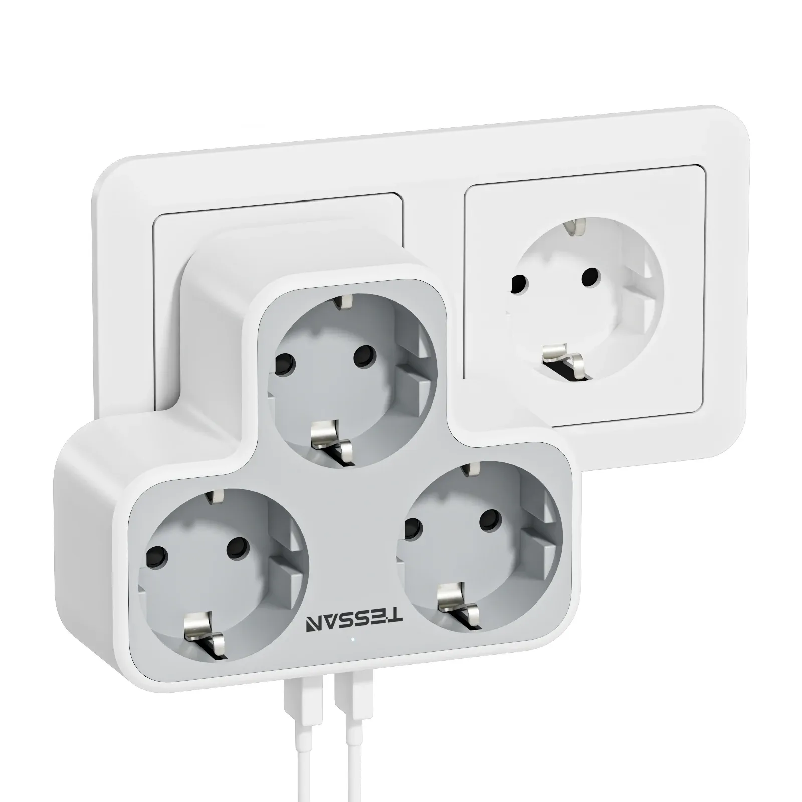 Adaptadores Tessan Multi Outlets Power Strip com portas USB de saída, adaptador de energia da parede de plugue da EU KR com proteção contra sobrecarga para casa
