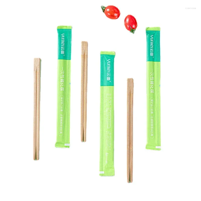 Disposable Flatware Carbonized Chopsticks Independent Packaging Bamboo Restaurant Takeaway