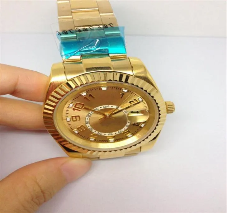 Hoogwaardige Classic Man Watch mannelijke klok mechanische automatische beweging roestvrij staal horloges gouden gezicht hardlex glas 1994290075