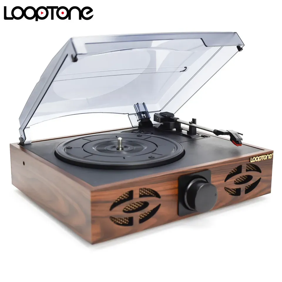 Speakers Looptone Classic 33/45/78 Rpm Beltdrive Gramophone Phono Player for Vinyl Lp Record 2 Builtin Speakers Pc Link Rca Lineout