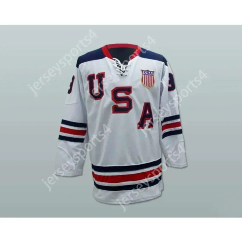 GDSIR CUSTUCH ZACH PARISE USA Équipe nationale Hockey Jersey New Top Ed S-M-L-XL-XXL-3XL-4XL-5XL-6XL