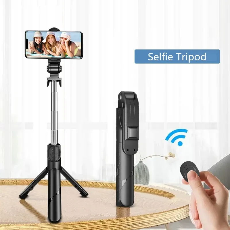 Monopods Lemfo Bluetooth Wireless Selless Selleie Stick Mini statyw rozszerzony z Light Light Remote Shutter na iOS Android Telefon transmisja na żywo