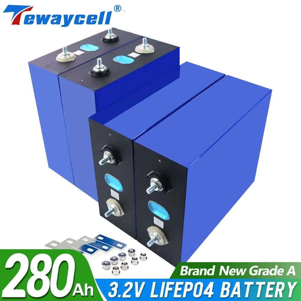 Tewaycell 3.2V 280AH LifePO4 Bateria recarregável 280K 12V 24V 48V grau A Lítio Fospha DIY Solar UE Sem imposto