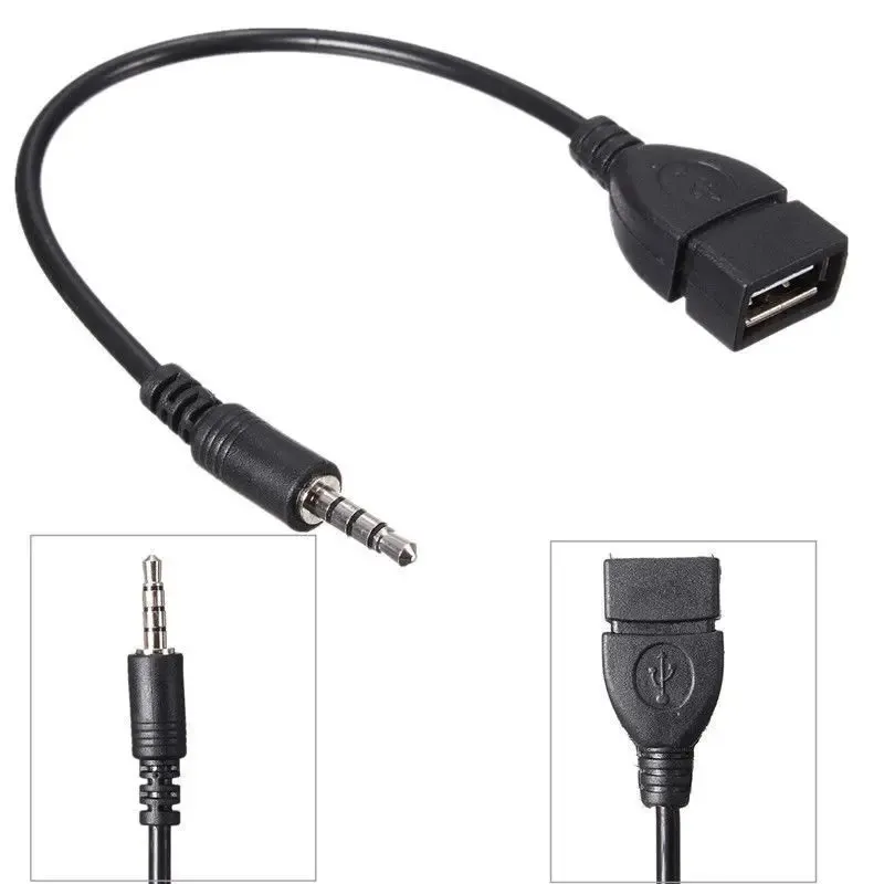 CAR AUX Konwersja kabel USB CD odtwarzacz MP3 Audio kabel 3,5 mm audio okrągłe głowica t wtyczka w kształcie litery T, aby podłączyć do dysku U dysk