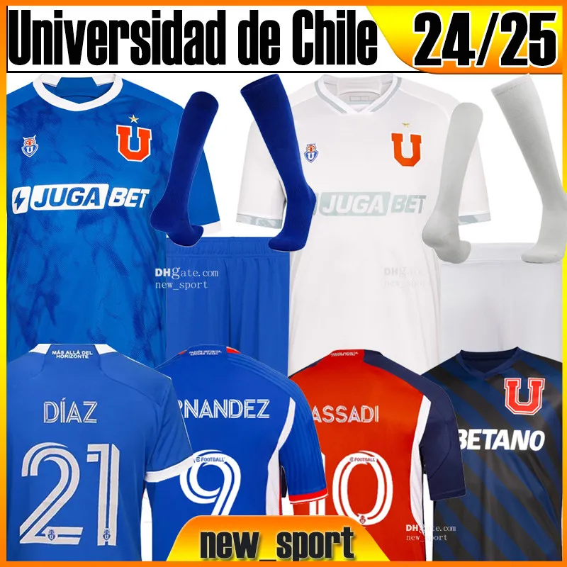 24 25 Universidad de Chile Soccer Jerseys 2024 2025 Blue Home Away Assadi #10 Fernandes #9 Palacios Moya Aangepast Nieuwe Sport Men Kids Football Shirts