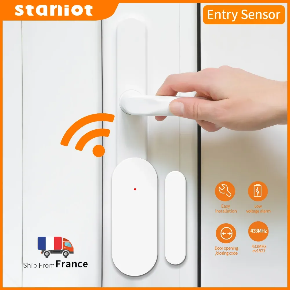 Vêtements Staniot DS100 Tuya 433MHz Accessoires d'alarme Smart Remote Contrôle sans fil Porte de fil et Capteur d'alarme de fenêtre Open / Fermer Detecors