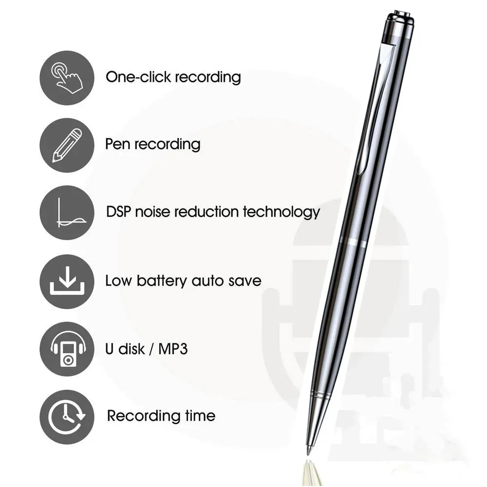 Recorder Rechargeable Digital Voice Recorder Ballpoint Pen Professional Noise Reduction Sound Audio Recording WAV Mp3 Player Dictaphone