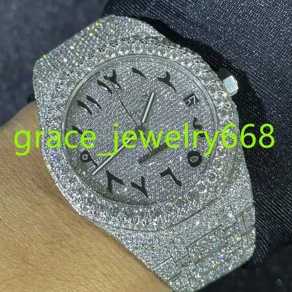 التصميم الفريد من نوعه الهاتفي العربي VVS1 Moissanite Hip Hop Personalized Diamond Diamond Tuction Watch Fudicury Wast For Mens