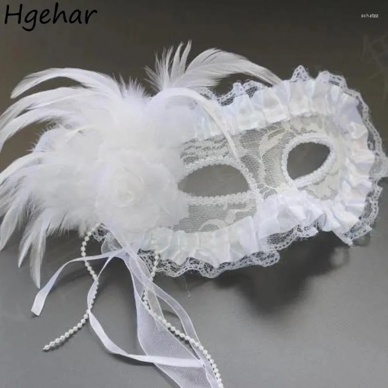 Feestdecoratie Witte kanten maskers voor Halloween Upper Half Face Princess Masquerade Cosplay Mask Mask Birthday Gift Cadeum Props Festival Decor