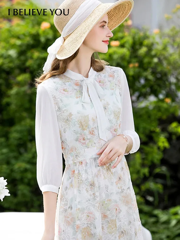 I BELIEVE YOU Dresses For Women Temperament French Style Chiffon Embroidery Dress Slim A Line Womens 2221094269 240401