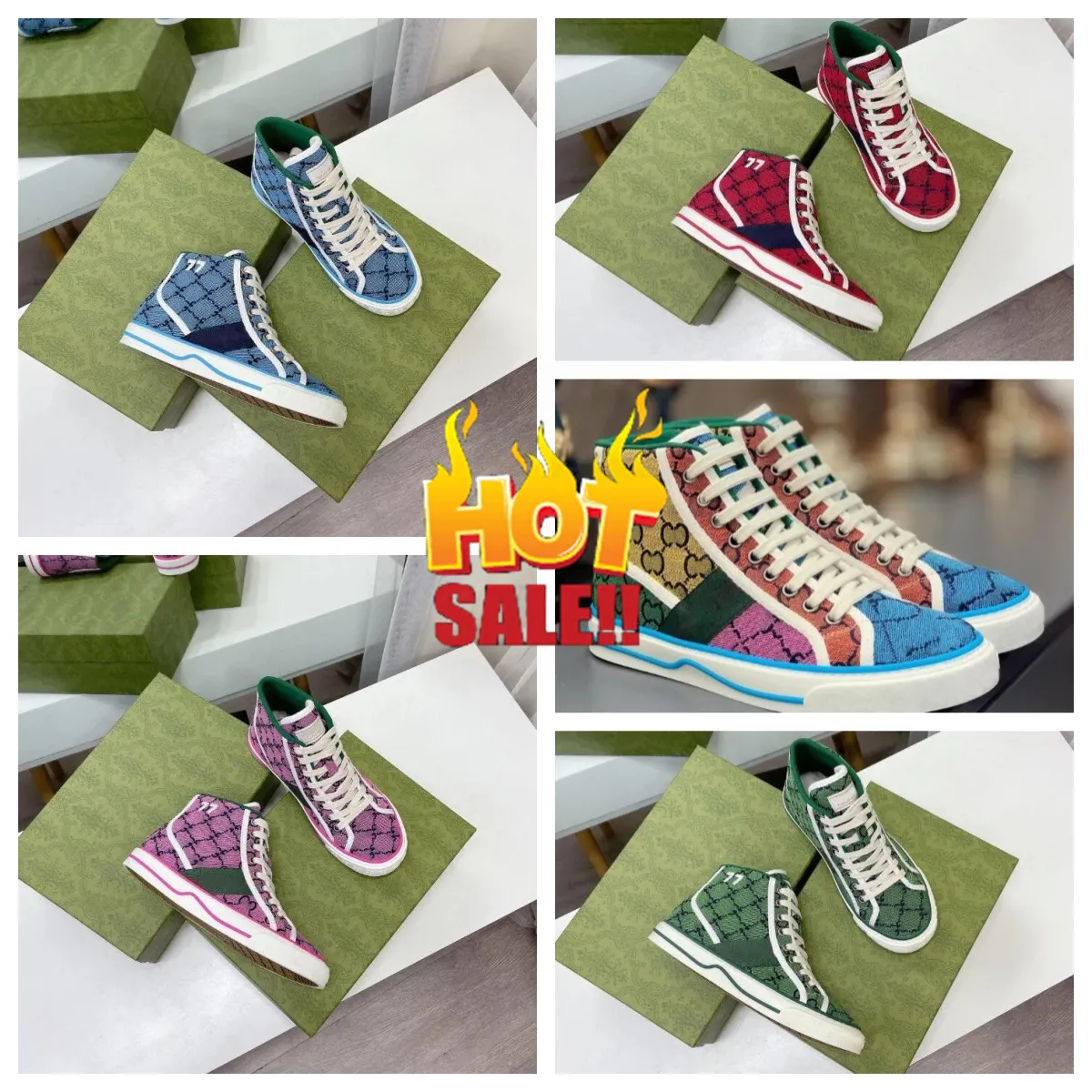 2024 New Top Luxury Tennis 1977 Canvas Casual shoes Designer Women Shoe Italy Green And Red Blue Web Stripe Rubber Sole for Stretch Cotton Low platform Top Men Sneaker