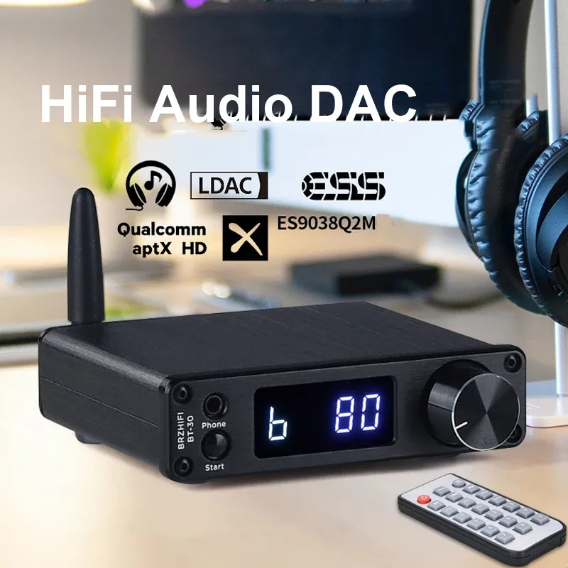 Converter ESS ES9038Q2M DAC QCC5125 JRC5532DD Bluetooth DAC Board APTXHD LDAC HIFI USB Sound Decoder 24Bit/96kHz