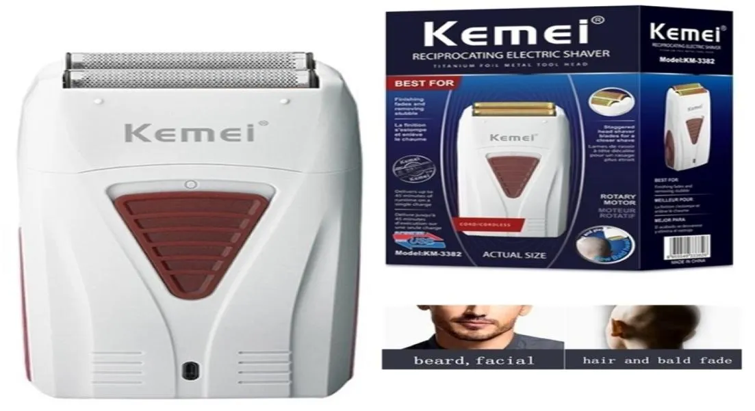 Kemei de acabamento KEMEI original Desbotado Razo de barba de barba de barba elétrica recarregável para homens Máquina de barbear careca 224585667