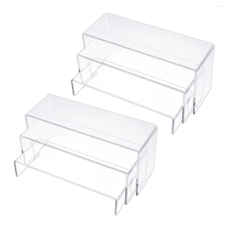 Keukenopslag Acryl Display Risers Clear Rectangle Stands Plank voor 6 stks