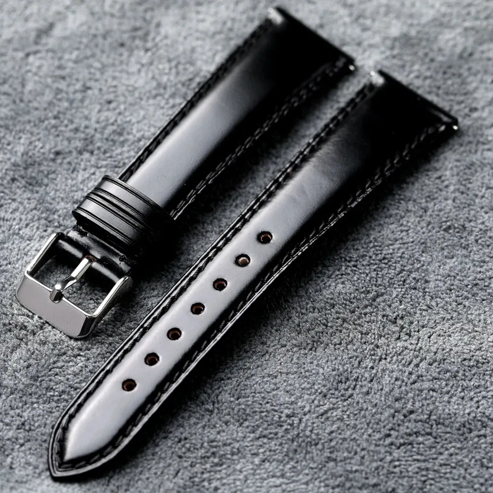 Handmade Japanese Horse Hip Leather Strap 18 20 22MM Quick Release Men Soft Bracelet Genuine Leather Black Watchband 240320