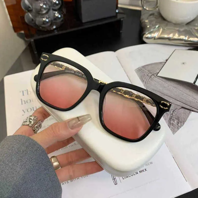 2024 Designer Fashion New Luxury Designer Solglasögon Xiaoxiang's Samma svarta kedja Woven Plain Face Artifact Board Myopia Lens Frame Facial Display 0768