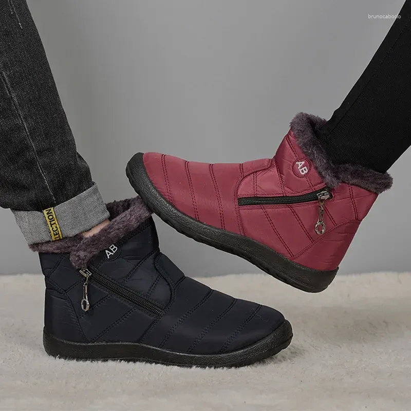 Stivali inverno scarpe da filo della caviglia da donna calda casual leggero impermeabile peluche snow botas mujer