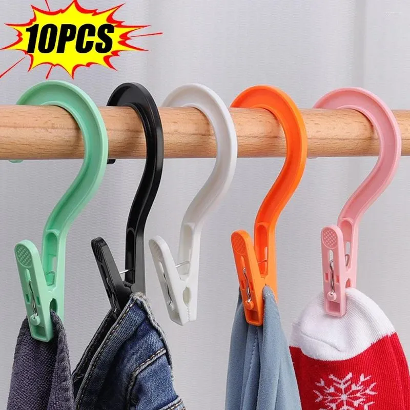 Hangers 10/1PCS Plastic Clothes Pegs Windproof Anti-slip Laundry Clip Portable Towels Sock Hooks Multifunctional Towel Hanger Holder Peg