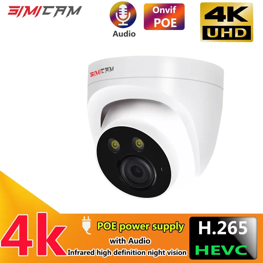 カメラ4K 8MP IPカメラサーベイランスPOE ONVIF H265オーディオドームONVIF HD NIGHT VISION HUMAN DETECT 48V 4MP CCTVビデオセキュリティNVRのビデオセキュリティ