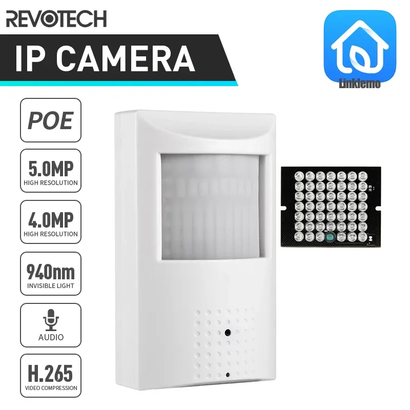 Kamery Revotech 5mp 4m Poe 940nm PIR IP kamera nocna Nocna wizja Indoor LED IR System CCTV System wideo kamera wideo