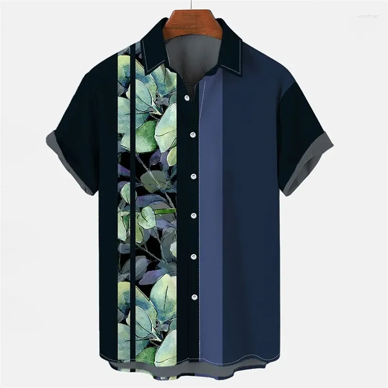 Casual shirts voor heren zomer Hawaiiaans plantpatroon shirt mode straatkleding 2024 mannen vrouwen oversized y2k tops korte mouw blouse