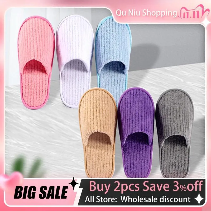 Slippers 1pair Disposable Coral Velvet Winter Warm Thicken Travel Hospitality Home Indoor Guest Soft Footwear One Size