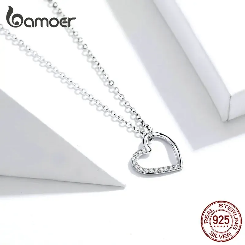 Colliers Bamoer authentique sterling sier la forme du collier de chaîne d'amour pour les femmes fine bijoux nouveau col Scn347