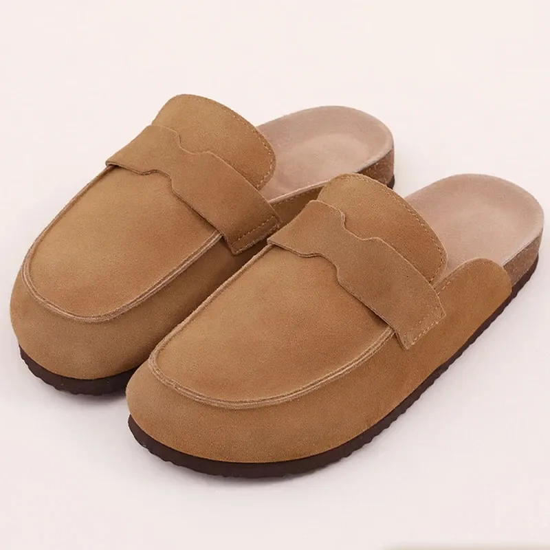 Bebealy Summer Womens Clogs Kapcieczki Mężczyzniki Sandały Sandały w Fork Fambed Suede Mules Casual Skórzane plaża z wsparciem łukowym 240327