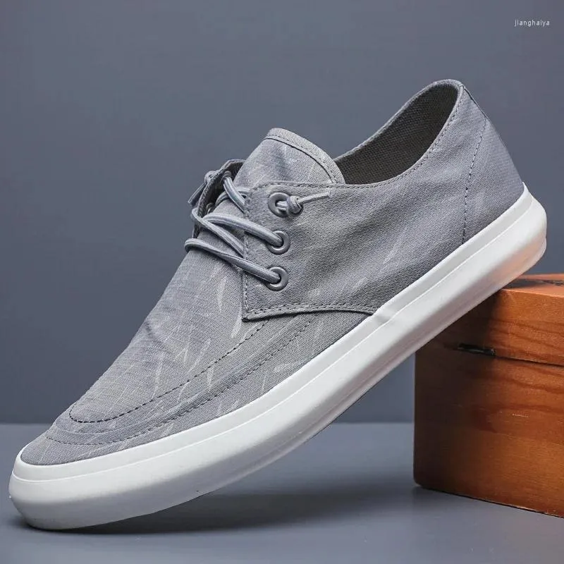Casual Shoes 2024 Men's Spring Canvas Leisure Anti-slip Driver Work Lightweight Breathable Lace Up Men Shoes#23018