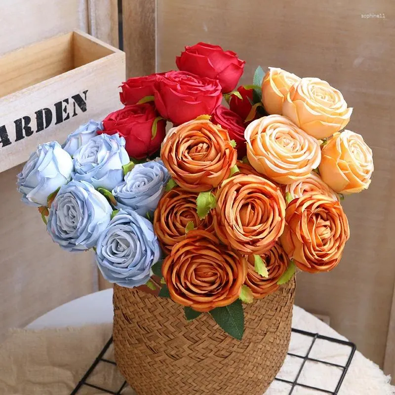 Fiori decorativi pacchetti di rose artificiali forniture per matrimoni simulate decorazioni per la casa