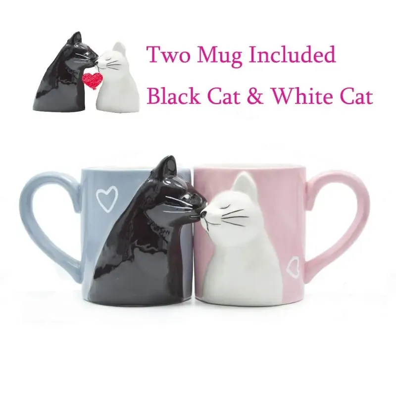 Luxury Kiss Cat Cups Couple Ceramic Mugs Married Couples Anniversary Morning Mug Milk Coffee Tea Breakfast Valentines Day