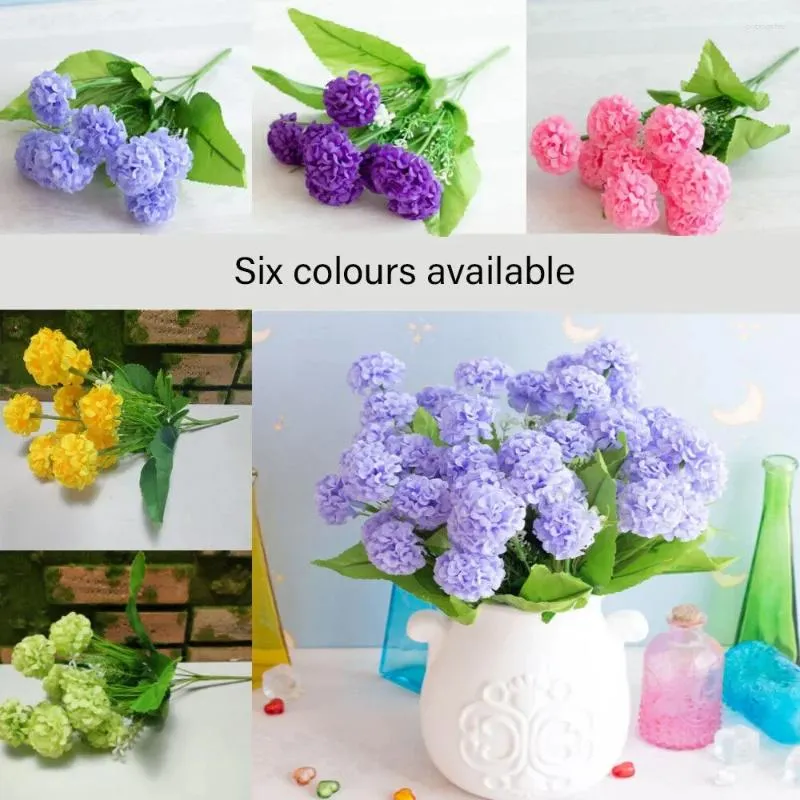 Kwiaty dekoracyjne Realistyczne 9-główne jedwabne sztuczne hortensje kwiatowe do dekoracji domu i ogrodu