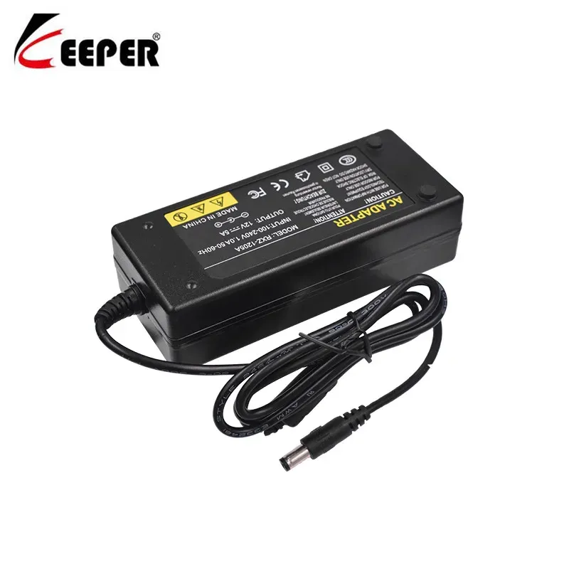 Tillbehör Keeper 12V5A AC 100V240V Converter Power Adapter DC 12V 5A 60W strömförsörjning DC 5,5 mm x 2,5 mm för CCTV DVR och LED -ljus